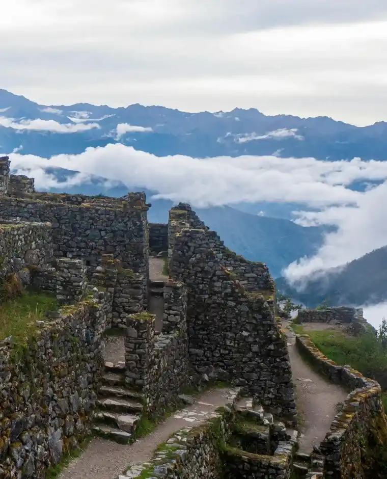 Machu Picchu ruins at sunrise after completing the 5-day Salkantay trek