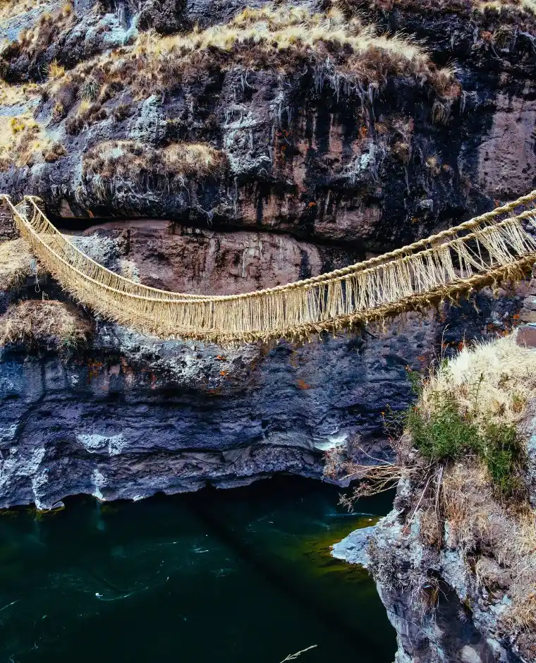 Tours in Cusco 4 Qeswachaca Inca bridge made of ropes over the Apurimac River in Cusco