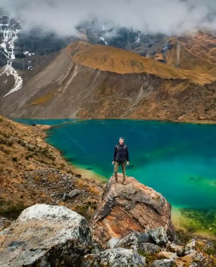 Humantay Lake on the 2-day Salkantay trek with turquoise waters and snow-capped peaks